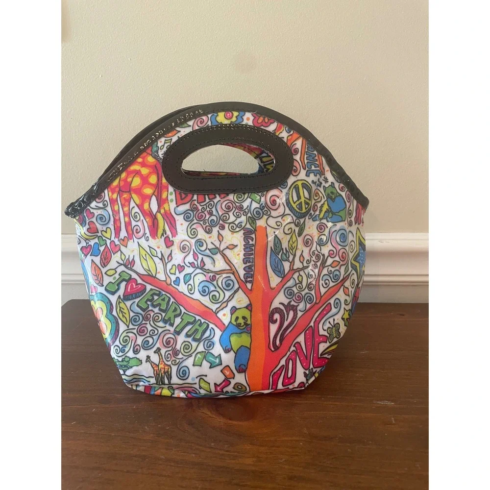 Little Brownie Bakers Insulated Lunch Tote Bag Multi-Color Animal Graffiti Print